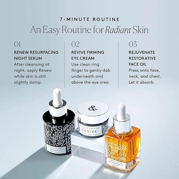 Naked & Thriving Restorative Night Routine | Renew Night Serum (30 mL) + Revive Eye Cream (15 mL) + Rejuvenate Face Oil (3...
