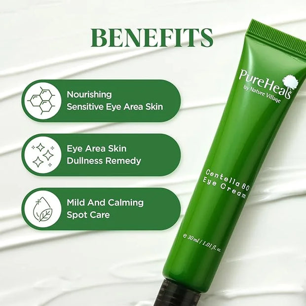 Pureheal's Centella 80 Eye Cream, Light Texture Eye Cream, Nourishing Eyezone, Centella Asiatica 80% Extract, 30ml (1.01 F...