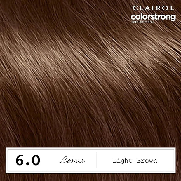 Clairol ColorStrong Permanent Zero Ammonia Hair Dye, 6.0 Light Brown - Roma Hair Color, Pack of 1 - Product Image