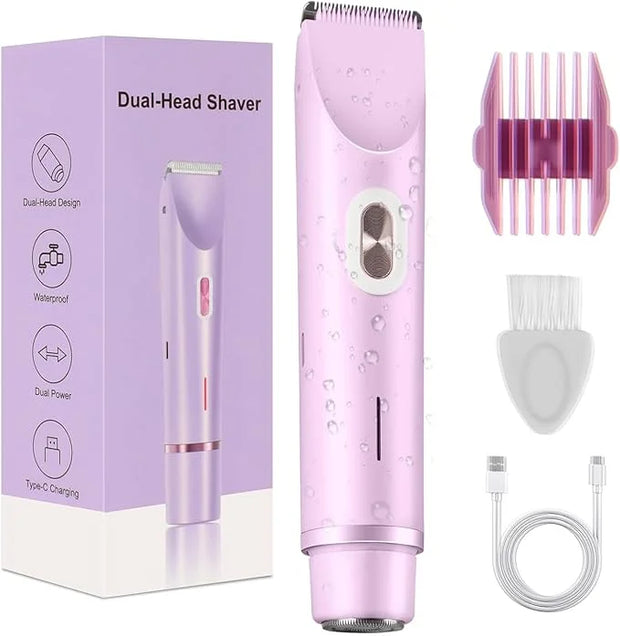 Dermave Bikini Shaver，Womens, Bikini Trimmer for Women, Glow Aura Electric Razor 2-in-1 Women's Body Shaver Dual Head Wome...