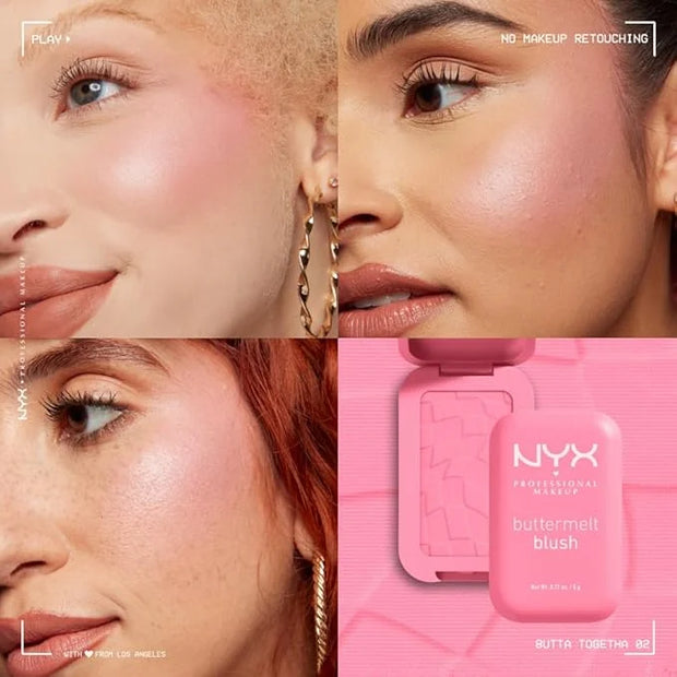 NYX PROFESSIONAL MAKEUP Buttermelt Powder Blush, Fade and Transfer-Resistant Blush, Up to 12HR Make Up Wear, Vegan Formula...