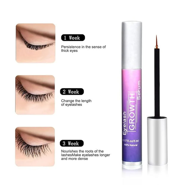Natural Eyelash Growth Serum 5ml: Premium Lash Enhancement Treatment for Longer Fuller Lashes and Thicker Looking Lashes -...