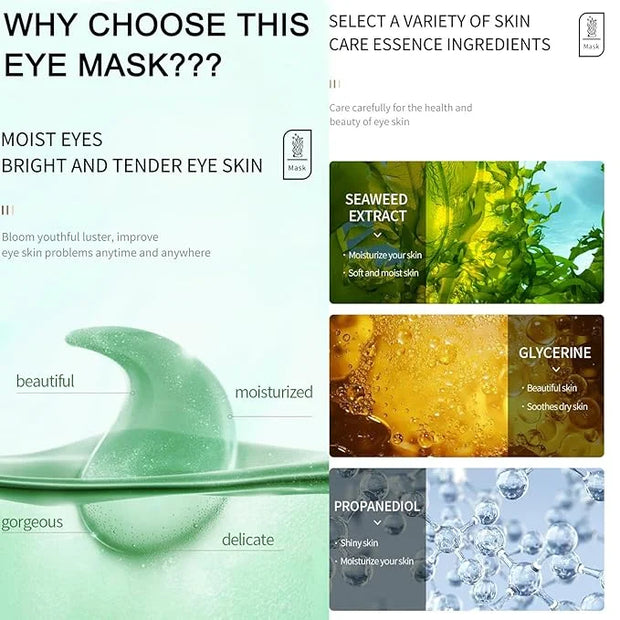 MEICOLY 30 Pads Eye and Lip Masks Sheet,Moisturizing Caviar Under Eye Mask,Hydrating Peach Lip Masks,Crystal Anti-Aging Ey...