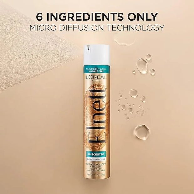 L'Oreal Paris Elnett Hair Care Elnett Satin Extra Strong Hold Hairspray - Unscented, Long Lasting + Humidity Resistant, Ha...