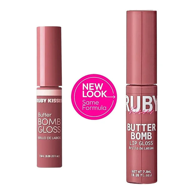 Ruby Kisses Lip Gloss Butter Bomb Gloss Non-Sticky Lip Gloss Vitamin E Natural Nude Lip Makeup - 7.8mL (0.26 US fl.oz) (Fl...