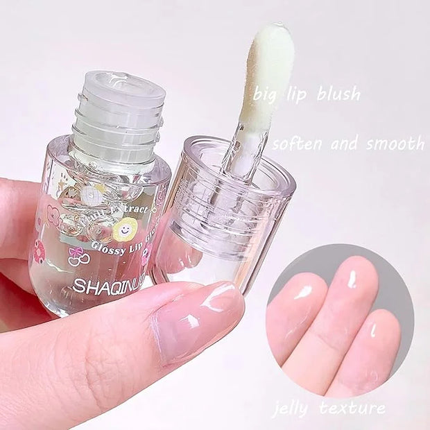 4 Pcs Lip Gloss Oil Set, Fruit Flavored Lip Gloss Set Cute Lip Jelly Hydrating Lip Make-Up for Kids and Teens, Kid Friendl...