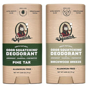 Dr. Squatch Natural Deodorant for Men - Odor-Squatching Aluminum Free - Pine Tar & Birchwood Breeze (2.65 oz, 2-Pack) - Pr...