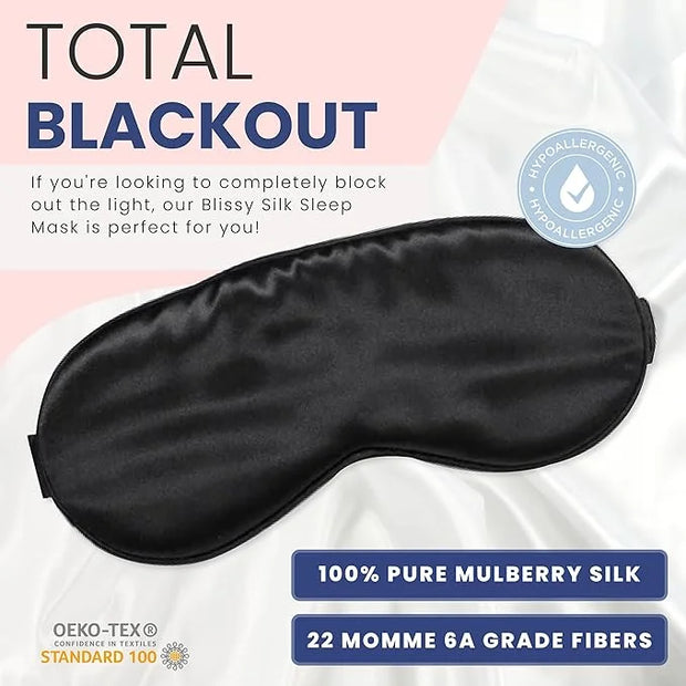 Blissy Silk Sleep Mask - Silk Eye Sleeping Mask for Women & Men for Total Blackout - Silk Eye Mask - 100% Pure Mulberry Si...