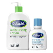 Cetaphil Hydrating Moisturizing Lotion for Normal to Dry, Sensitive Skin, 16 oz + Travel Size Gentle Skin Cleanser 2 oz - ...