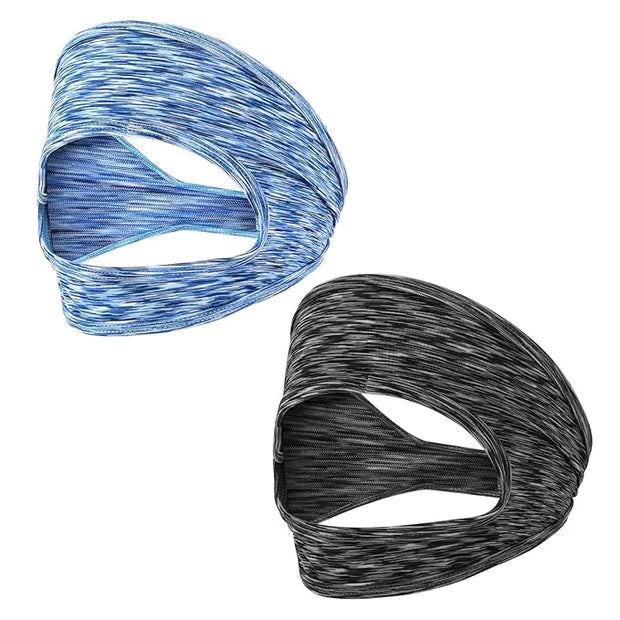 2Pcs VR Face Mask, Adjustable VR Sweat Band Breathable Eye Face Cover for Most VR Devices (Black/Blue) - Product Image