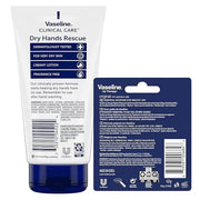 Vaseline Hand Cream, Dry Hands Rescue 2-Pack – Clinical Care Formula, Fragrance-Free, 5.1 Oz Ea + Lip Therapy Original Moi...