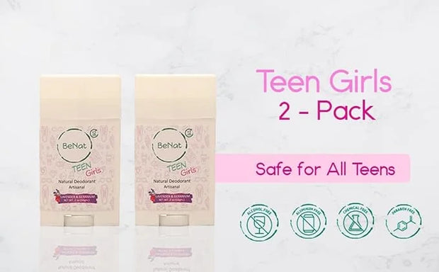 2-Pack All Natural Deodorant For Teen Girls 100% Natural Aluminum-Free Carcinogen Free Kids Deodorant For Girls Clinically...