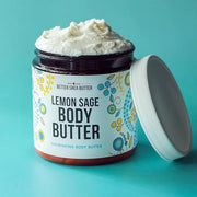 Lemon Sage Body Butter - Whipped Organic Shea Butter with Jojoba Oil and Essential Oils, Natural Lemon Lotion for Women an...