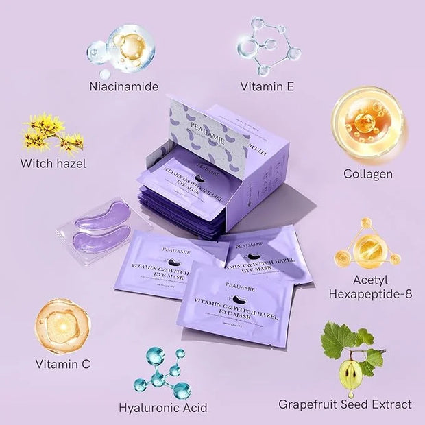 Under Eye Patches with Vitamin C and Witch Hazel Eye Mask for Dark Circles and Puffiness,Face Mask Skin Care Products 30 P...