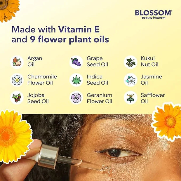 Blossom All Natural Eye Serum with Essential Oils, Organic Cruelty Free Moisturizing, Infused with Real Flowers, Made in U...