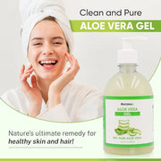 Natural Aloe Vera Gel for Hair, Scalp, Face, Dry Skin, Sunburn, & Sensitive Skin - Cold Pressed, Vegan, Unscented - Soothi...