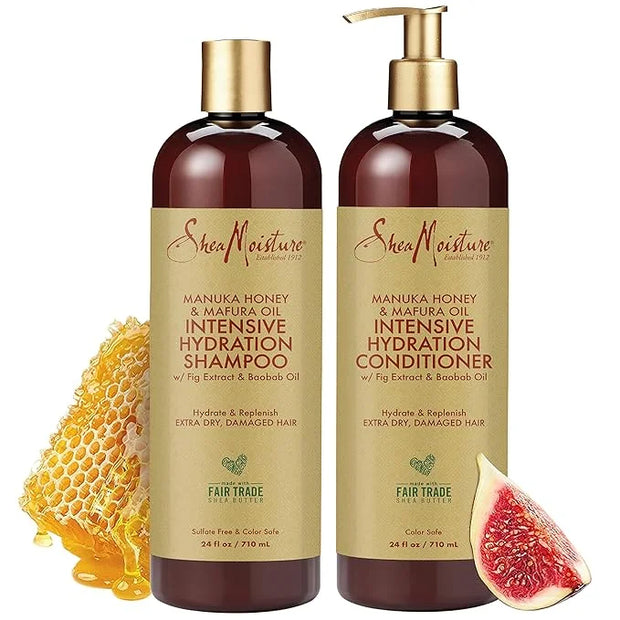 Shea Moisture Shampoo & Conditioner Set – Intensive Hydration Hair Care Formulas with Manuka Honey & Mafura Oil for Extra ...