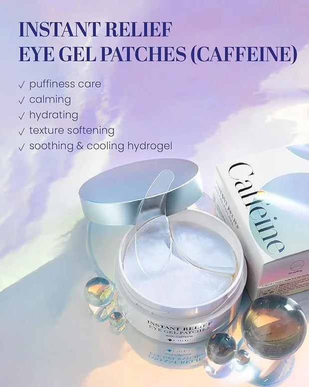 KSECRET Instant Relief Eye Gel Patches, 102g/3.45oz. 60pcs (15 full pairs) with CAFFEINE | Korean Skincare | Under Eye Coo...