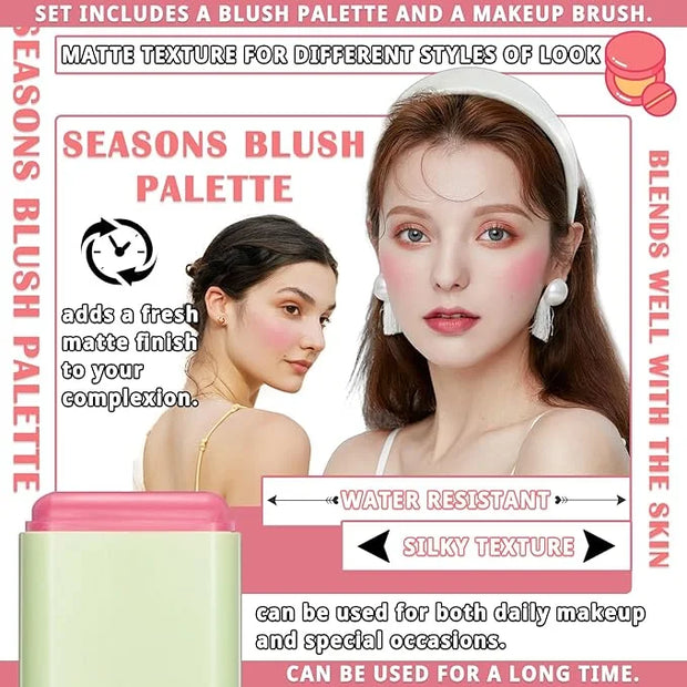 Blush Cream for Cheeks,Face Matte Contour Blush Makeup,Buildable Shimmer Facial Cheek Blusher Shades,Blendable Cosmetic Ma...