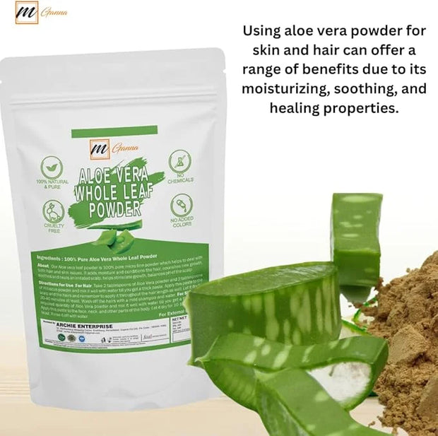 100% Natural Aloe Vera Leaf Powder Pure Aloe Barbadensis Natural Moisturizer Replenish Dry Skin Healthy Hair Care 0.50 LBS...