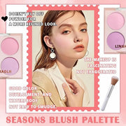 4 Colors Blush Palette for Cheeks - Face Matte Contour Makeup Palette, Buildable Shimmer Facial Cheek Blusher Shades, Blen...