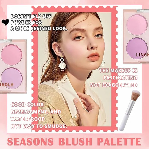 4 Colors Blush Palette for Cheeks - Face Matte Contour Makeup Palette, Buildable Shimmer Facial Cheek Blusher Shades, Blen...