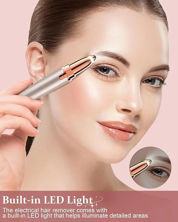 Eyebrow Trimmer for Women Rechargeable: Women Eyebrow Hair Remover with LED Light,Safe Painless Eyebrow Epilator Pen,Lady ...