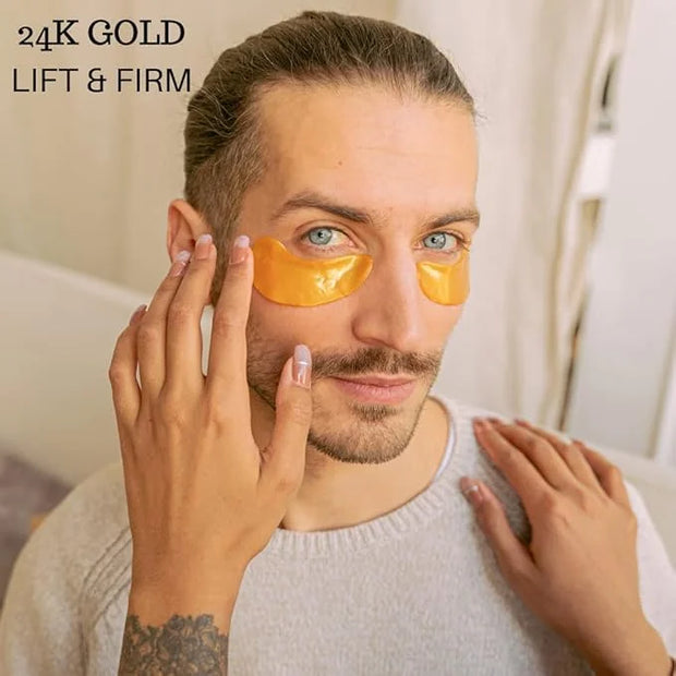Under Eye Mask Gold Pairs - Reduce Dark Circles, Puffy Eyes, Undereye Bags, Wrinkles - Gel Under Eye Patches - Gifts for M...