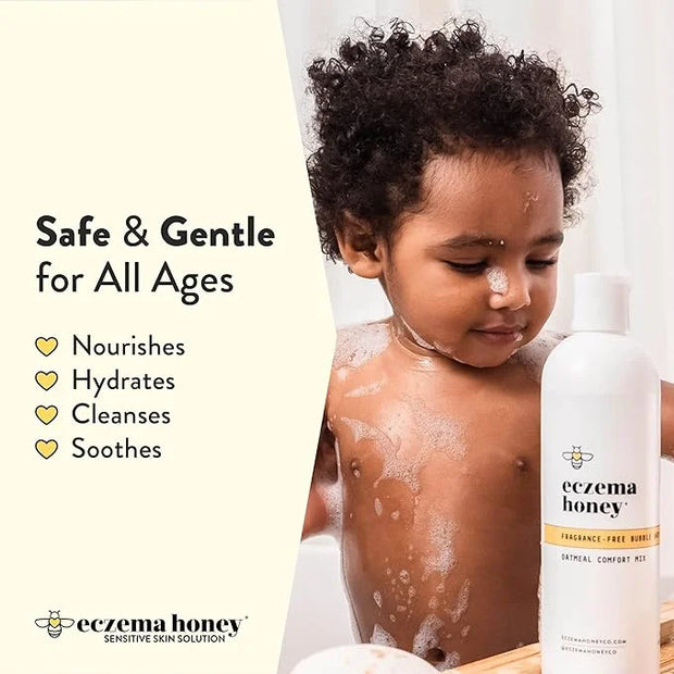 ECZEMA HONEY Fragrance-Free Oatmeal Comfort Bubble Bath - Sensitive Skin Body Wash & Bath Soak - Moisturizing Bath Product...