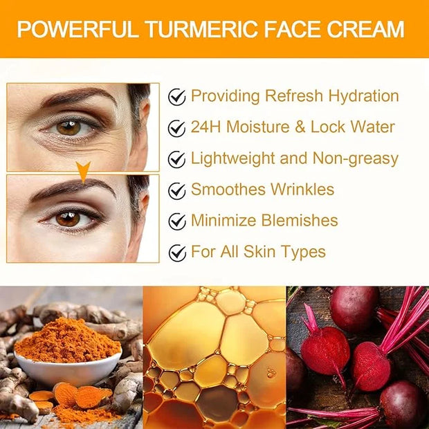 Turmeric Face Cream for Face - Natural Turmeric Moisturizer Cream for Soothing & Hydrating - Vitamin C Turmeric Anti Aging...