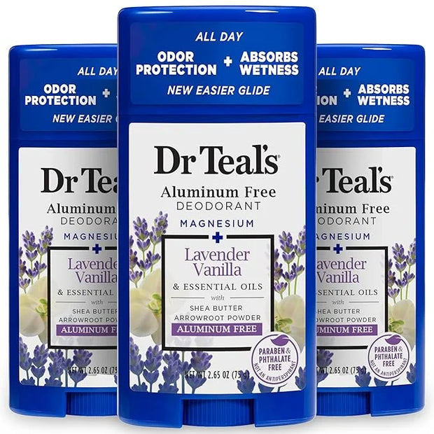 Dr Teal's Aluminum Free Deodorant, Lavender Vanilla with Essential Oils, 2.65 oz (Pack of 3) - Product Image