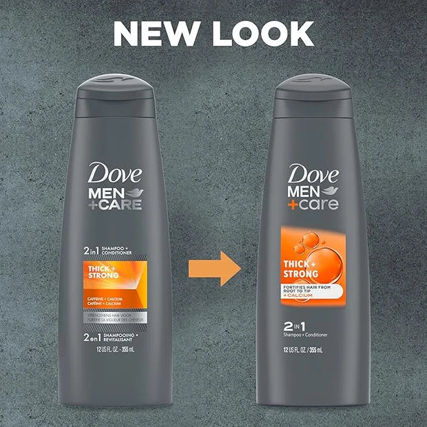 DOVE MEN + CARE Fortifying 2 in 1 Shampoo and Conditioner for Resilient and Thicker Hair Thick and Strong with Caffeine He...