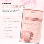 Azure Cosmetics Rose & Collagen Hydrating Under Eye Pads - Anti Aging, Revitalizing & Moisturizing Eye Mask Patches - Redu...
