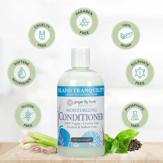 Ginger Lily Farms Botanicals Moisturizing Conditioner for Dry Hair, Island Tranquility, 100% Vegan & Cruelty-Free, Green T...