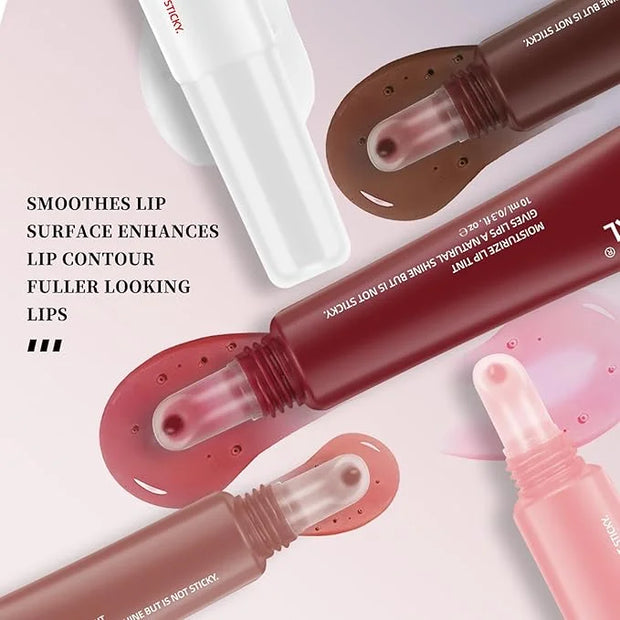 5 Pcs Hydrating Lip Gloss Lip Jam Set, High Shine Glass Finish Nude Colors Moisturizing Glitter Plumping Lip Gloss Shiny J...