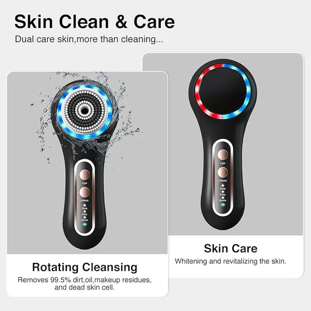 Face Scrubber Exfoliator,Facial Cleansing Brushes Rechargeable IPX7 Waterproof with 5 Brush Heads,Electric Face Spin Brush...