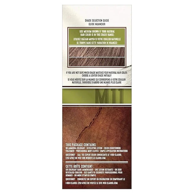 Clairol Natural Instincts Semi-Permanent Hair Dye for Men, M11 Medium Brown Hair Color, Pack of 3 - Product Image