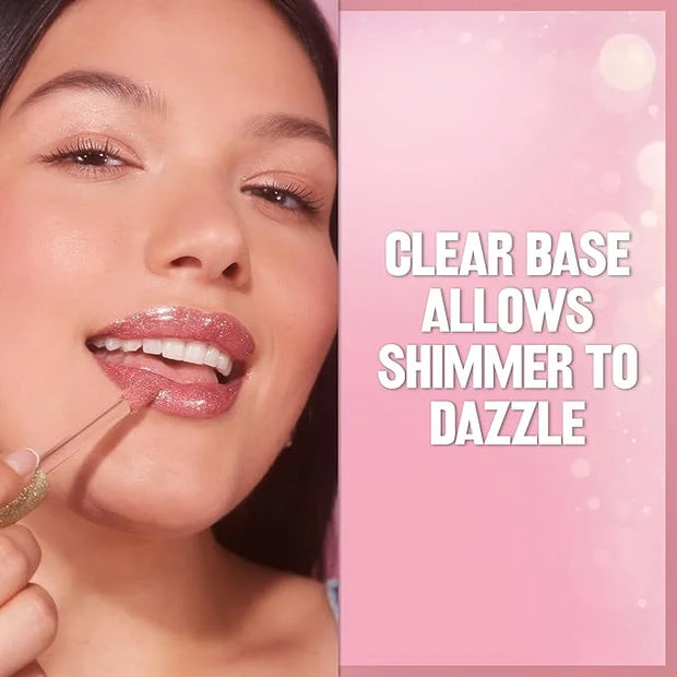 REVLON Super Lustrous Glimmer Gloss, Non-Sticky Lip Gloss, High-Shine Finish, Plant-Based Glitter, 008 Rose Glow, 0.13 fl ...