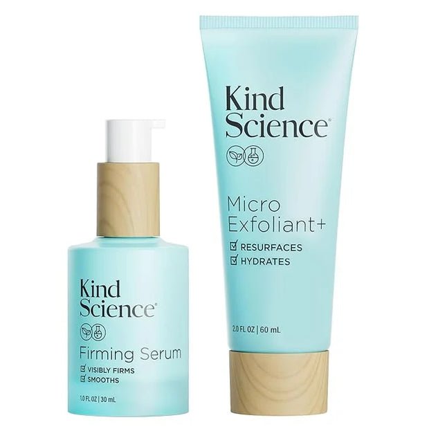 Kind Science by Ellen DeGeneres Firm + Smooth Duo, 2-Piece Skin Care Set with Micro Exfoliant & Firming Face Serum - Hyalu...