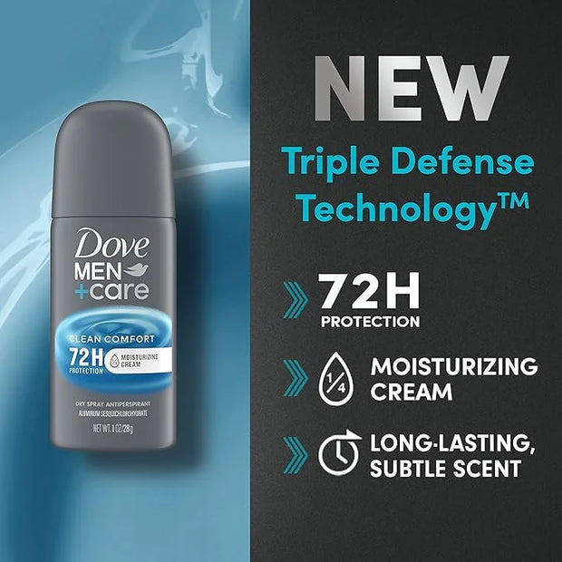 Dove Men+Care Antiperspirant Deodorant Dry Spray Clean Comfort 24 count For Men 72-hour Sweat and Odor Protection with Tri...