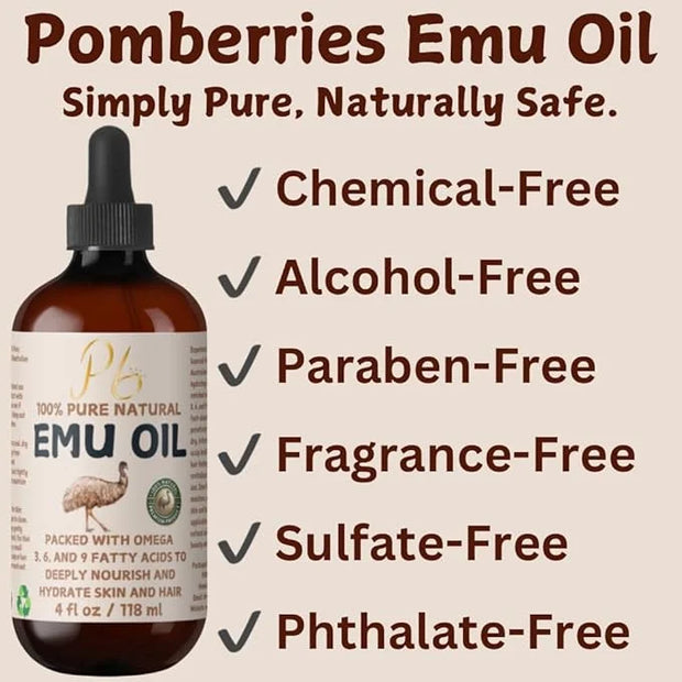 Emu Oil, 100% Pure Australian Emu Oil – Refined & Unscented – Natural Moisturizer for Hair, Skin, Face & Body – Helps with...