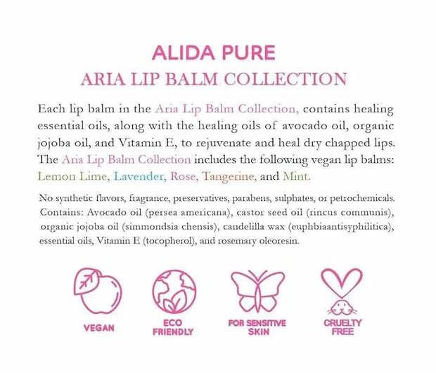 Aria Lip Balm Collection, Vegan Lip Lips,