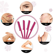 10 Pieces Women's Facial Razor Eyebrow Shaver Razor Brow Shaper Eyebrow Trimmer Dermaplaner Shaping Tool with Cover (Rose ...