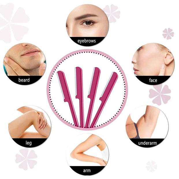 10 Pieces Women's Facial Razor Eyebrow Shaver Razor Brow Shaper Eyebrow Trimmer Dermaplaner Shaping Tool with Cover (Rose ...