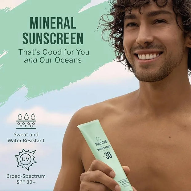 Sand Cloud Broad Spectrum Mineral Sunscreen for Body SPF 30, 5 Oz - Fragrance-Free Body Mineral Sunscreen that Hydrates, N...