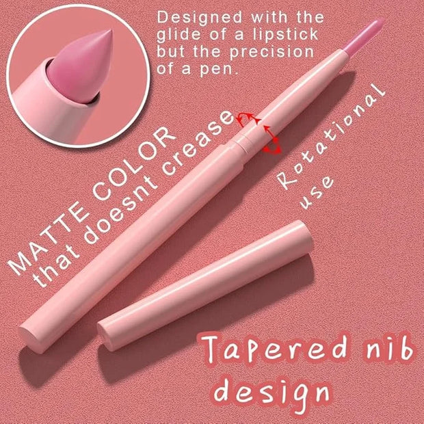 evpct 3Pcs Retractable Lip Liner Pencils Set Pack for Shaping & Sculpting Lips, Pink Chestnut Maroon Dark Taupe Brown Crea...