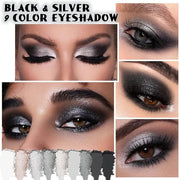 Black Silver Gray Smokey Eyeshadow Palette,Black and White and Sparkly Eye Shadow,Highly Pigmented Black Smokey Radiance E...