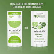 Schmidt's Aluminum-Free Vegan Deodorant Bergamot & Lime 4 Count for Women and Men, with 24 Hour Odor Protection, Natural I...