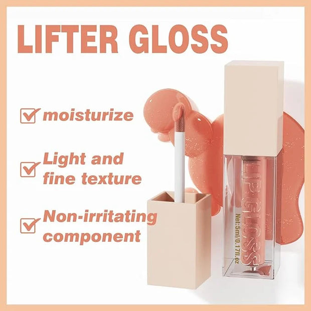 4 Pcs Hydrating Lip Gloss, ICE/MOON/SILK/PETAL High Moisturizing Oil Tint with Hyaluronic Acid, High Shine for Plumper Loo...