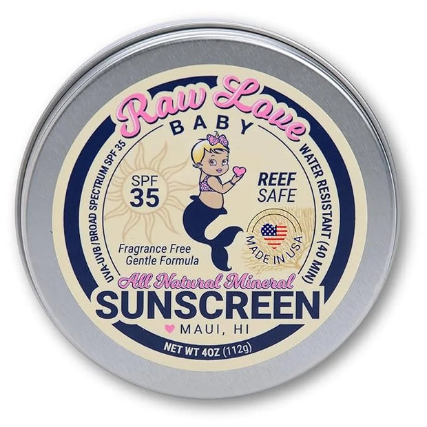 Raw Love Baby Sunscreen 0-6 Months & Up | Babies, Infant, Toddler, Kids Natural Mineral Sunscreen | Sensitive Skin, Fragra...